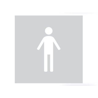 HDD Verre carré picto toilette homme 198mm épaisseur 4mm