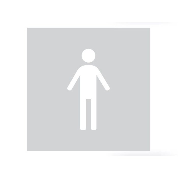 HDD Verre carré picto toilette homme 198mm épaisseur 4mm