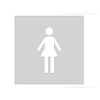 HDD Glas vierkant picto WC vrouw 198mm dikte 4mm