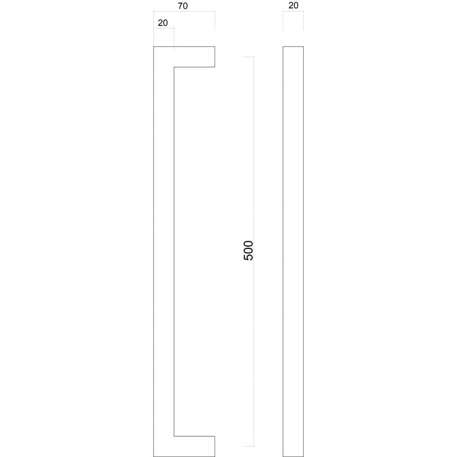 Schwarzer quadratischer Türgriff für Glastür mit einer Achsgröße von