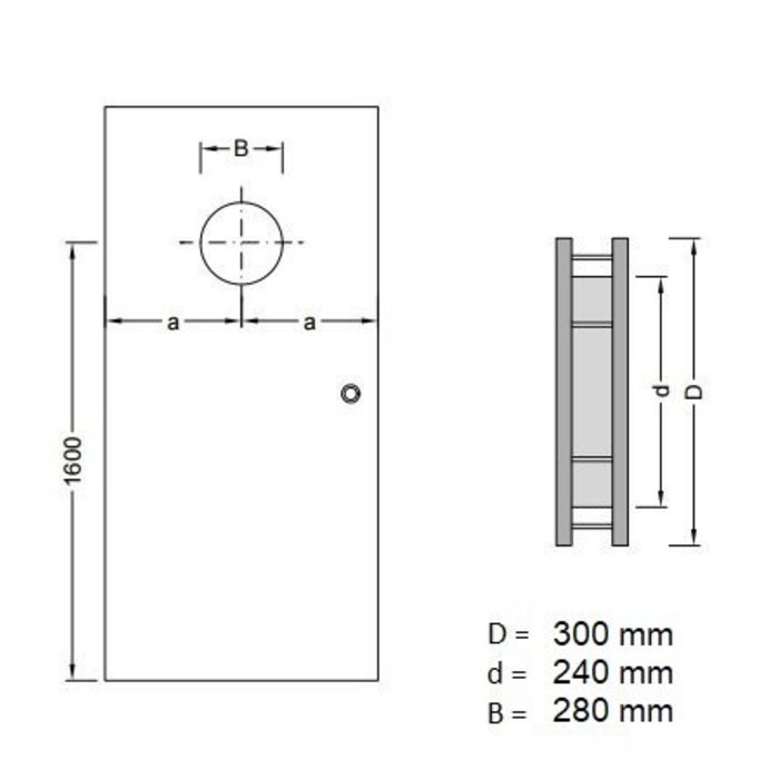 Thin stainless steel porthole B5000 300 mm