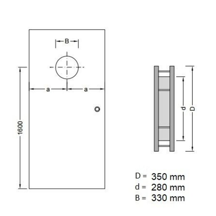 Dünnes Bullauge aus Edelstahl B5000 350 mm