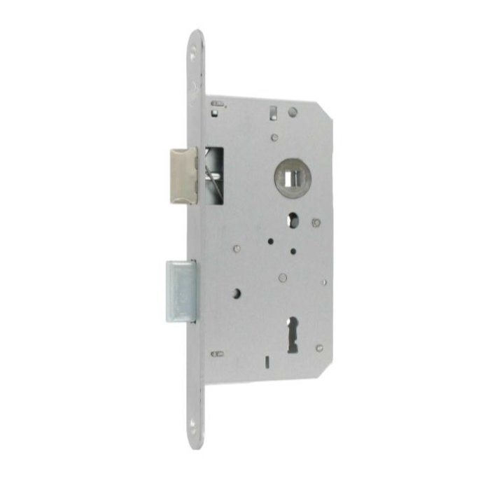 Assa Abloy Litto inner door lock shaft size 72mm / mandrel 50mm, stainless steel look with rounded front plate 205x22mm