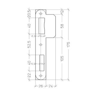 Assa Abloy Rounded strike plate PA052 - 175x50mm - standard version