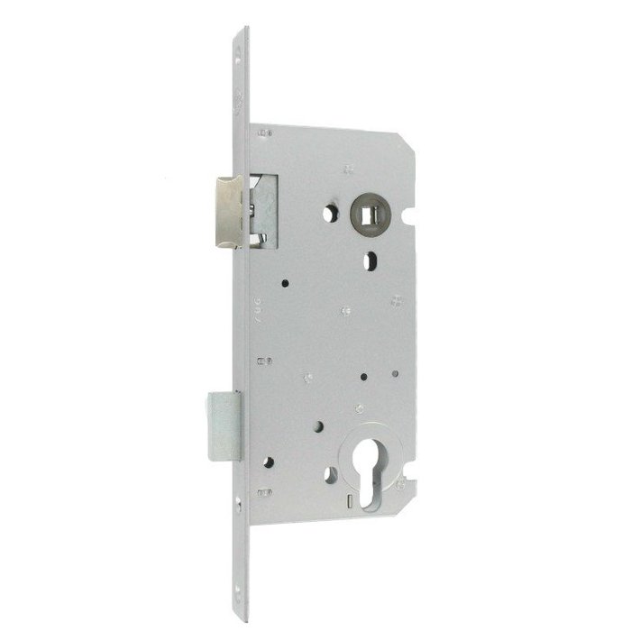 Assa Abloy Litto Tag- und Nachtzylinderschloss, Achsgröße 110 mm / Dornmaß 60 mm, Edelstahloptik mit umkehrbarem Riegel