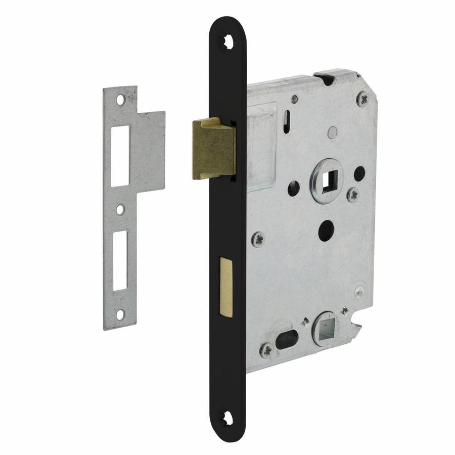 WC Schloss 63/8mm, Frontplatte Schwarz lackiert, 20x175mm, Dorn 50mm