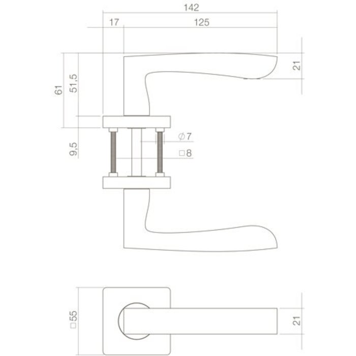 Intersteel Intersteel Türgriff 'MINOS' auf quadratischer Rosette mattschwarz