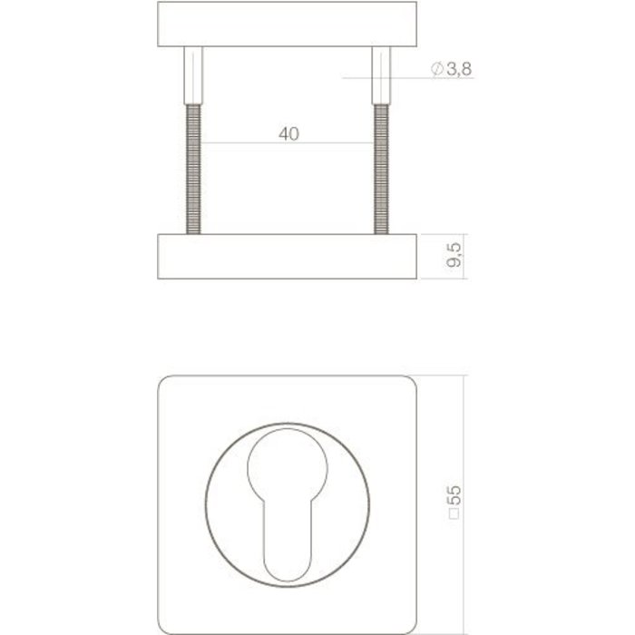 Intersteel Paar Intersteel Profielcilinderplaatjes met nokken vierkant 55x55x10mm mat zwart