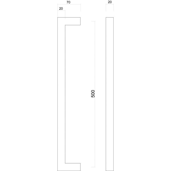 HDD Black door handle "Cubica" U 20/500 - continuous mounting