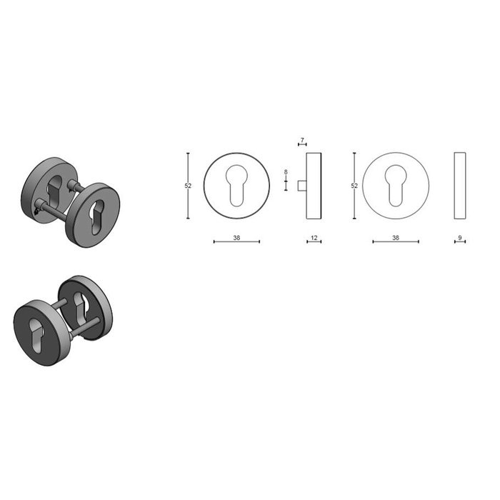 Formani Security cylinder rosette Basics BVEIL solid SKG*** PVD polished copper