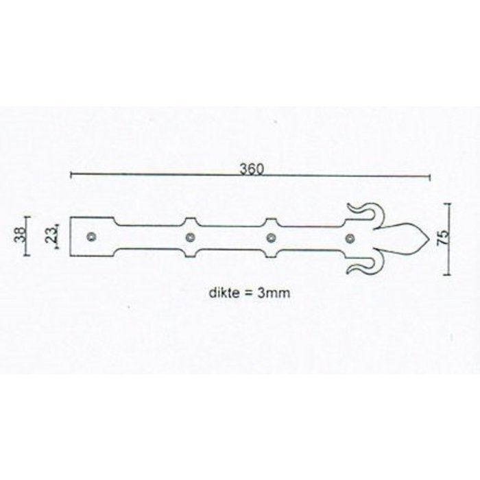 HDD Scharnierleiste 360mm Altsilber