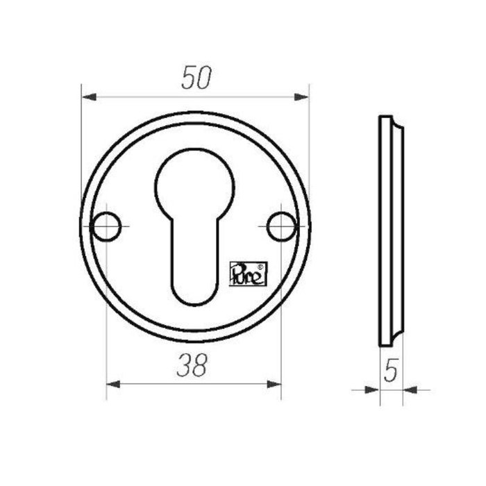 Dauby Paar Zylinderrosetten 50 mm – gealtertes Eisen (VO) – schwarz