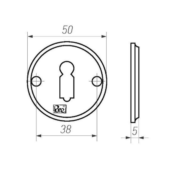 Dauby Paar Sleutelrozetten - 50 mm - verouderd ijzer - zwart