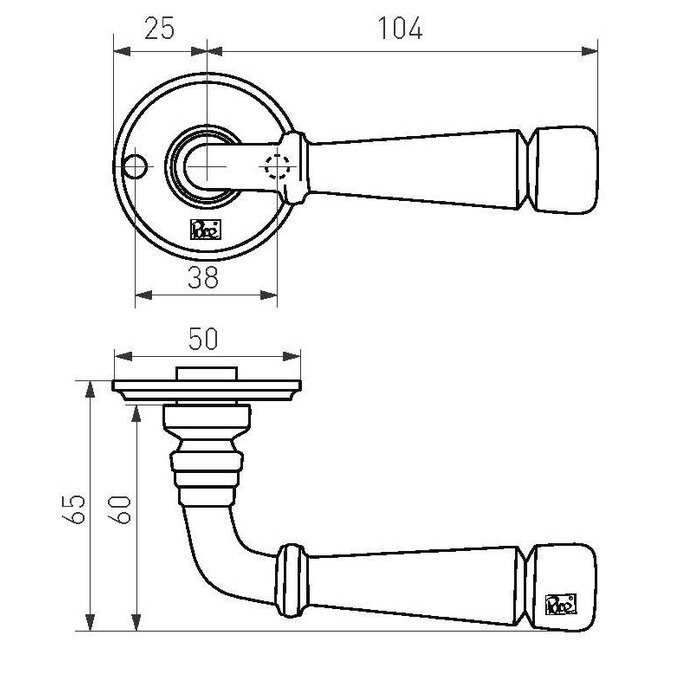 Dauby Poignée de porte Dauby Pure PH1830 / 50R sur rosace ronde – noir fer vieilli (VO) – paire