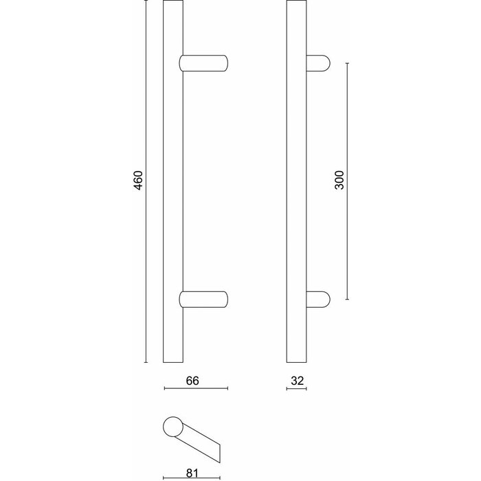 HDD RVS deurgrepen ST 32/300/460 paar voor deurdikte > 30 mm