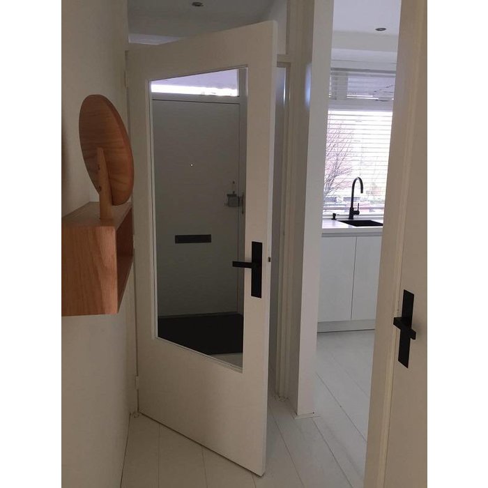 Intersteel Door handle pair Amsterdam on renovation plate 2mm matt black