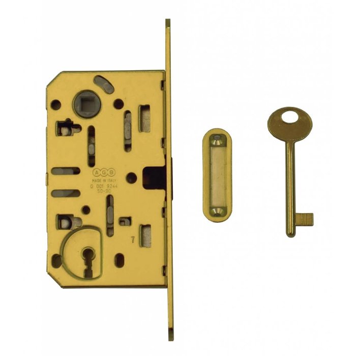 AGB Magnetschloss AGB gold - Frontplatte 195x18mm - Schlüssellochachsgröße 90mm