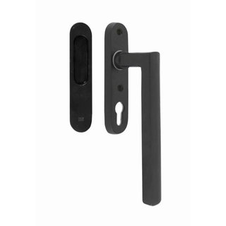 Dauby Black lift-slide handle PSLD "PZ" aged iron with PZ