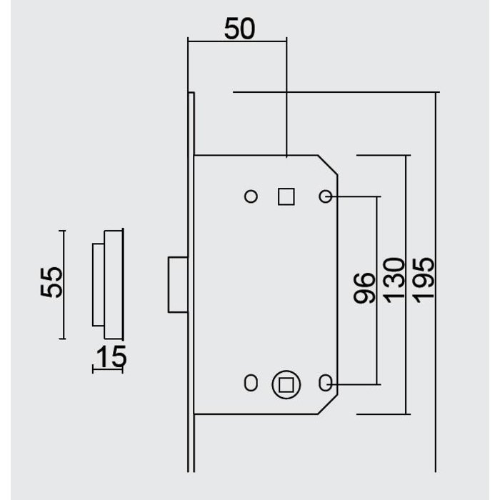 AGB Magnetic lock AGB gold - front plate 195x18mm - WC axle size 96mm