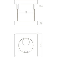 1 profielcilinder plaatje vierkant 55x55x10mm met nokken wit