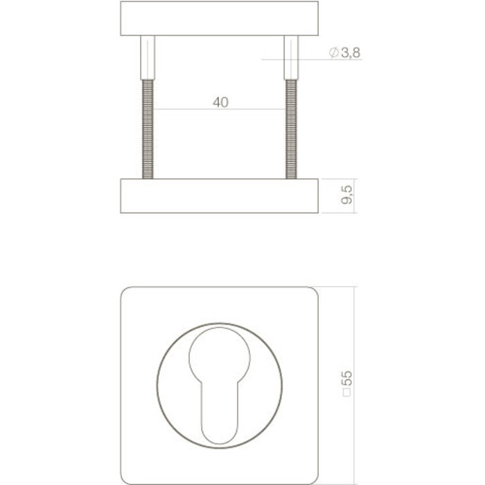 Intersteel Rosaces cylindriques Intersteel dissimulées 55x55x10mm avec pattes blanches