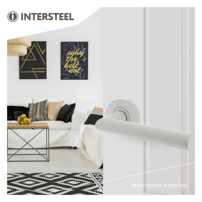 Intersteel Witte deurkruk Bastian op ronde rozet 52x10mm met nokken