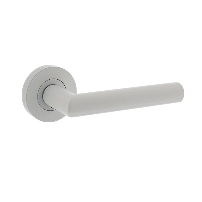 Intersteel White Bastian door handle on round rosette 52x10mm with cams