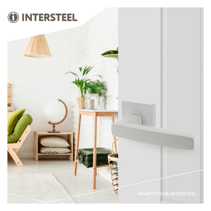 Intersteel Door handle MINOS on square rosette 55x55x10mm with cams - white