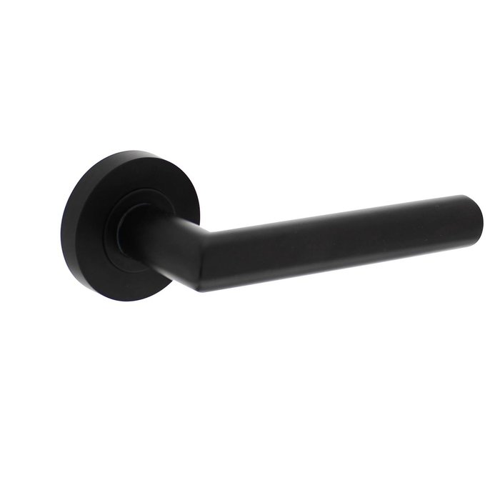 Intersteel Solid door handle Bastian on round rosette 53x8mm with cams matt black