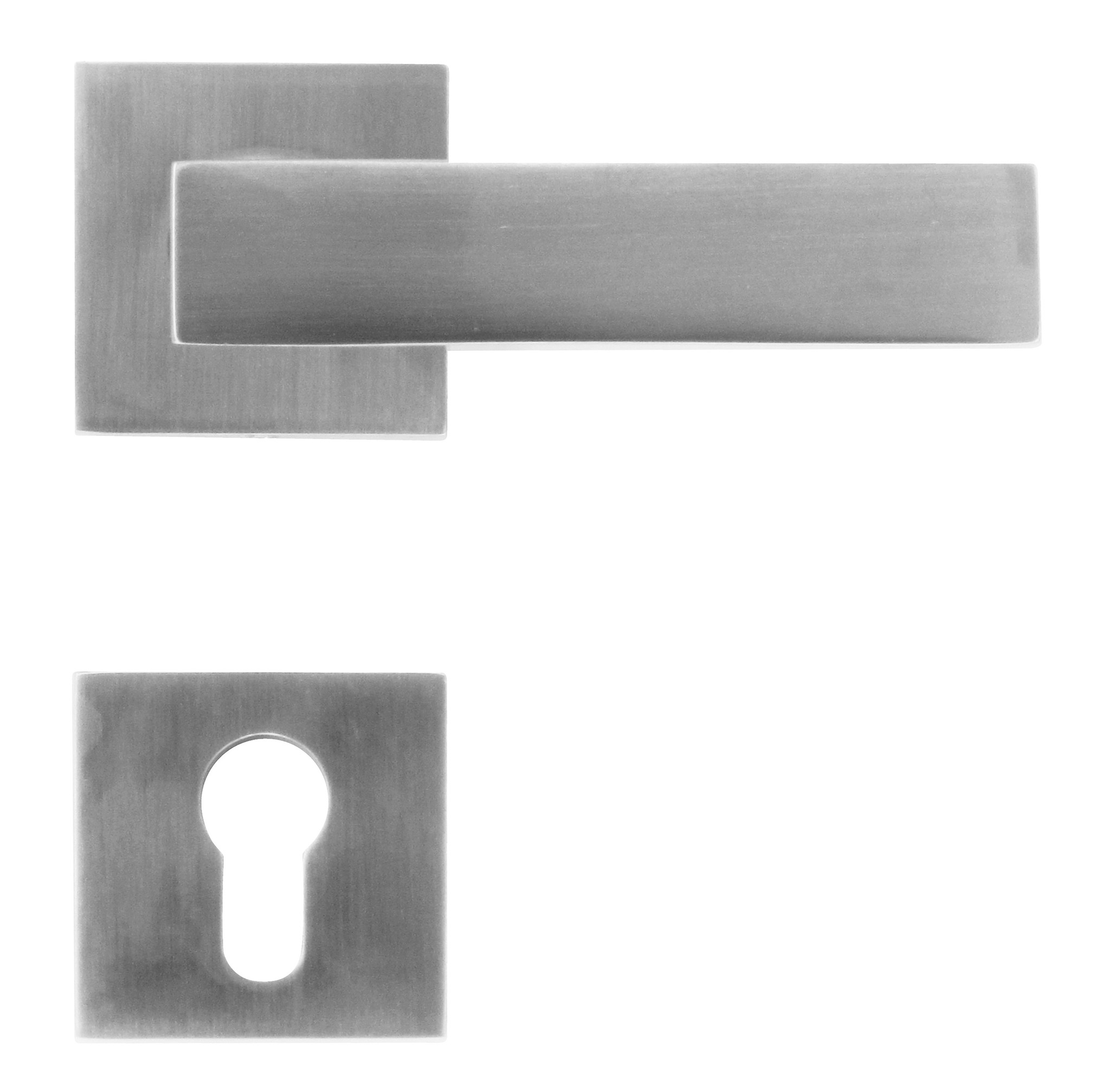 Solid stainless steel door handles for a cylinder lock