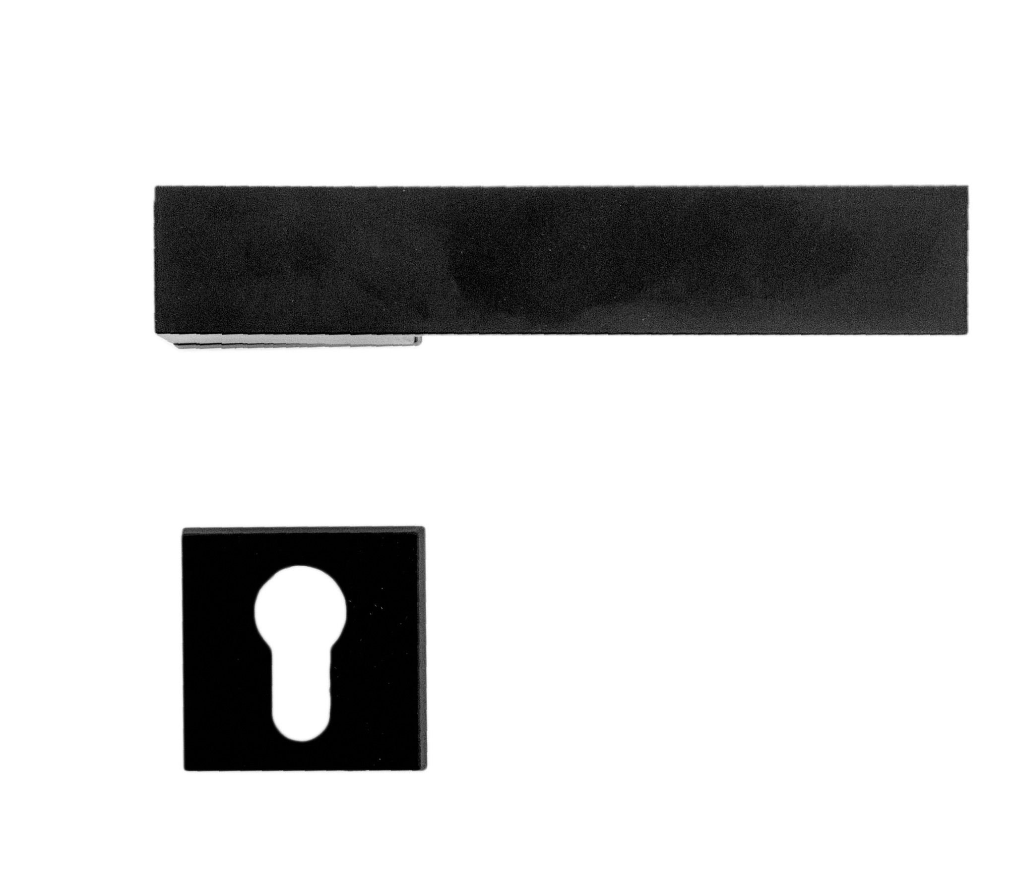 Black door handles with cylinder plates