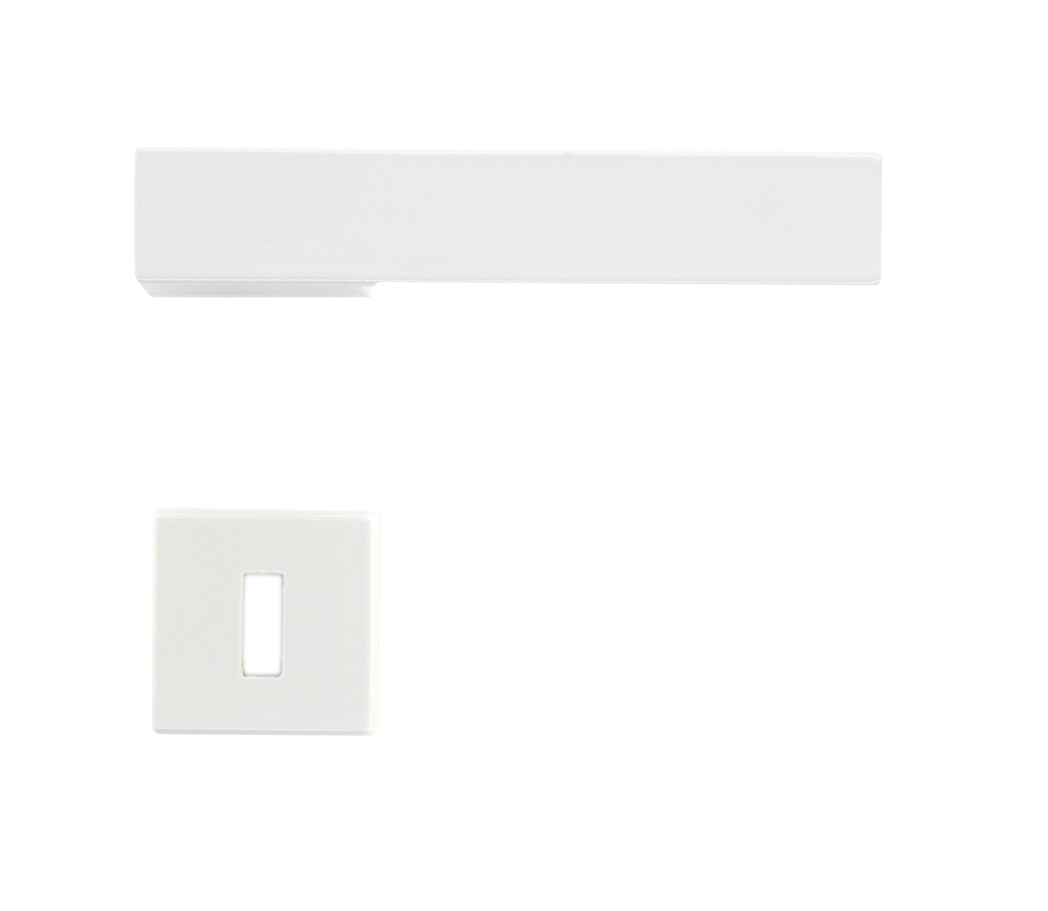White door handles with key plates