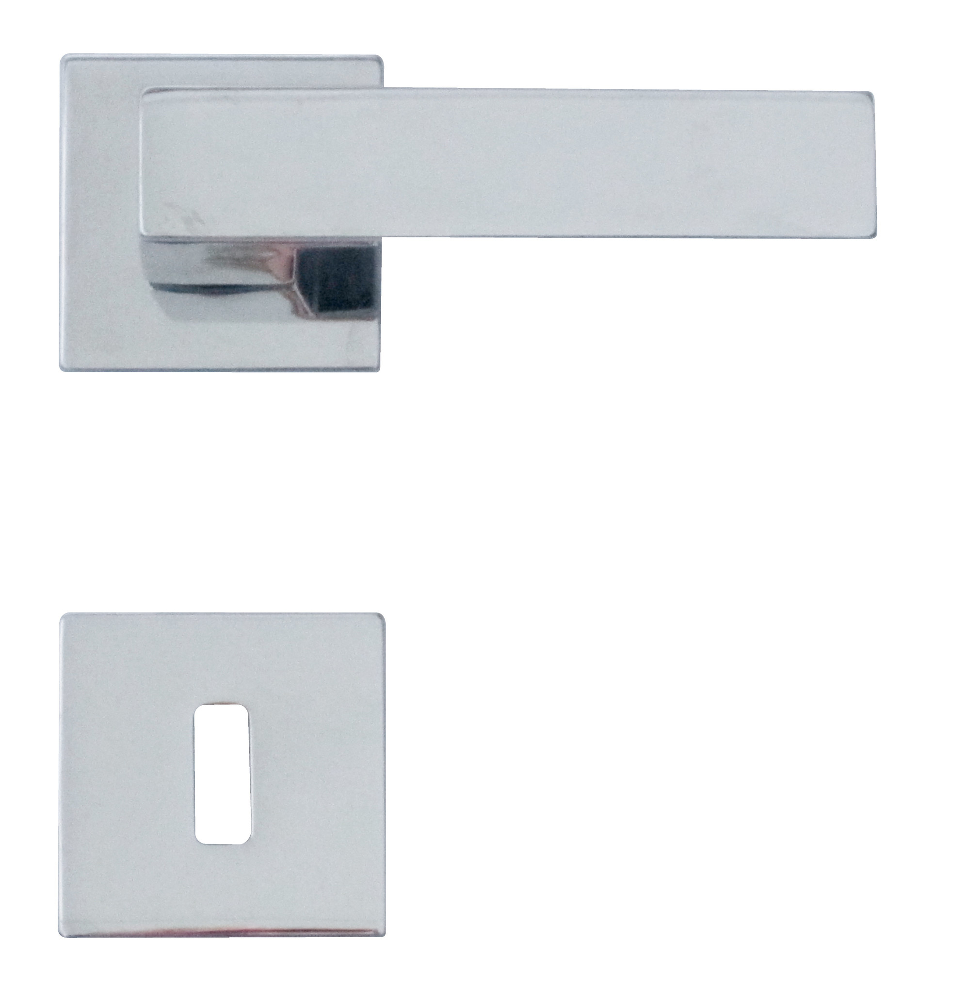 Poignées de porte chromées avec plaques à clés