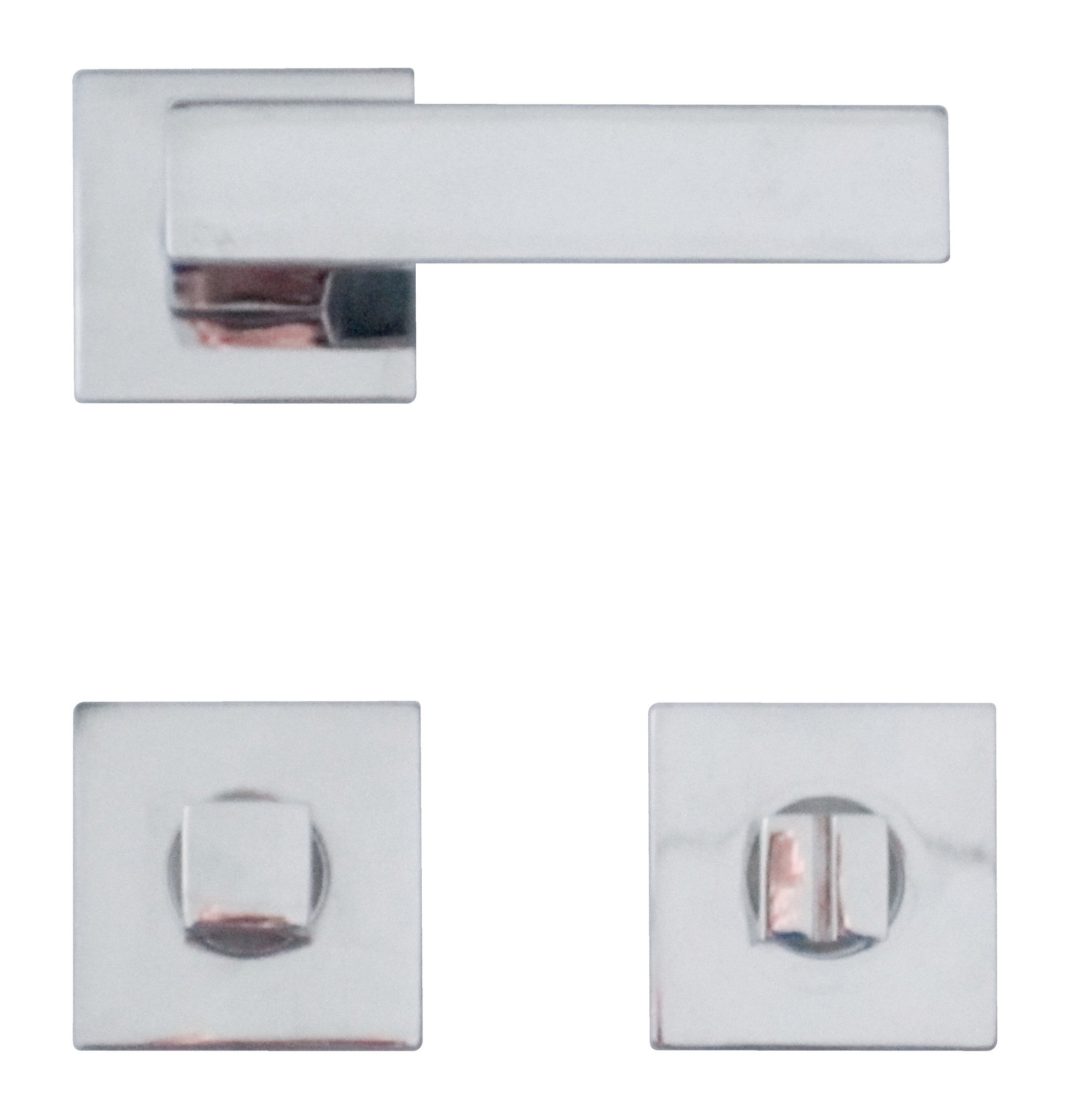 Chrome door handles with WC closure