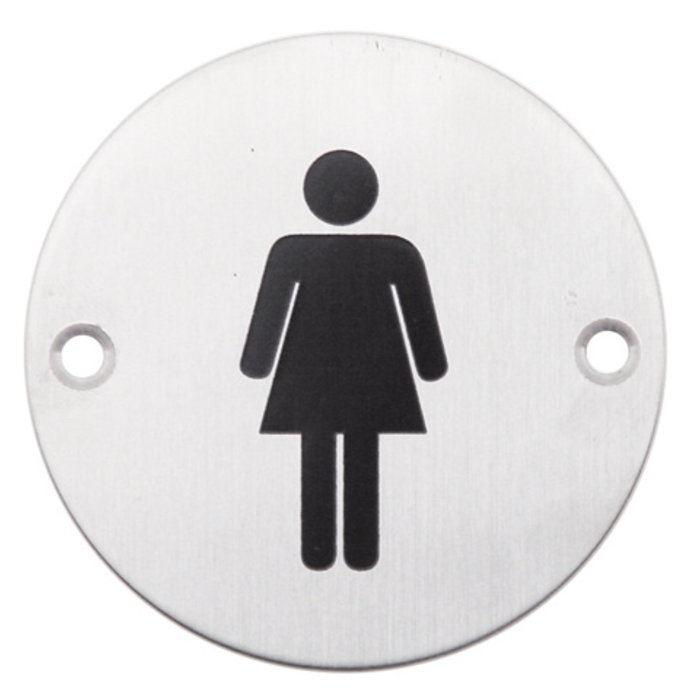 HDD RVS Pictogram rond toilet vrouw - Ø75mm