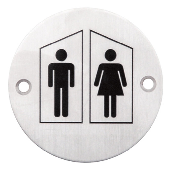 HDD Edelstahlpiktogramm um WC männlich + weiblich - Ø75mm