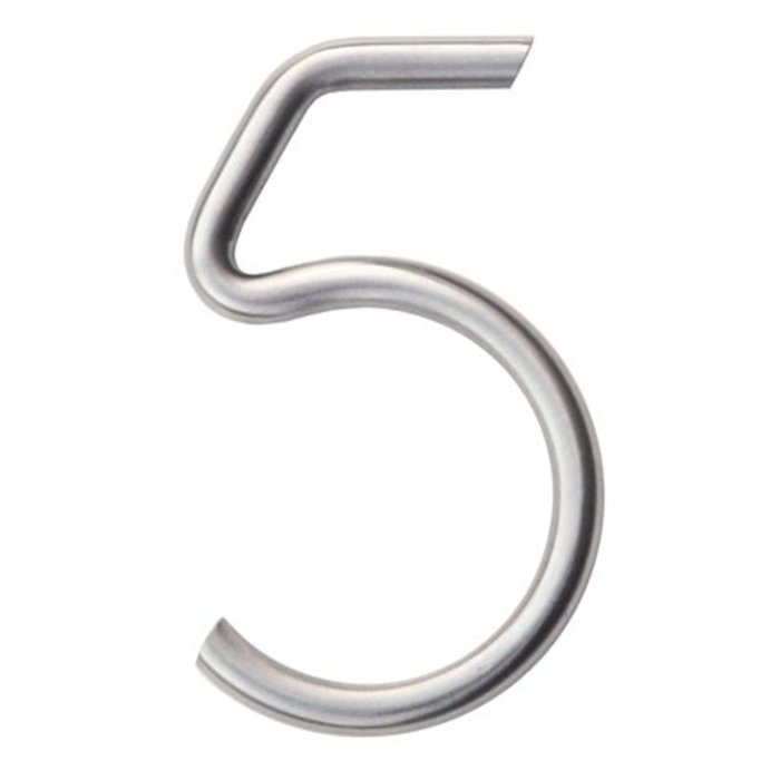 HDD Stainless steel house number 5 with a height of 130mm