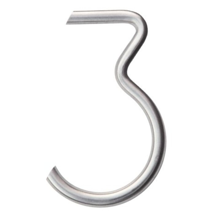 HDD Stainless steel house number 3 with a height of 130mm