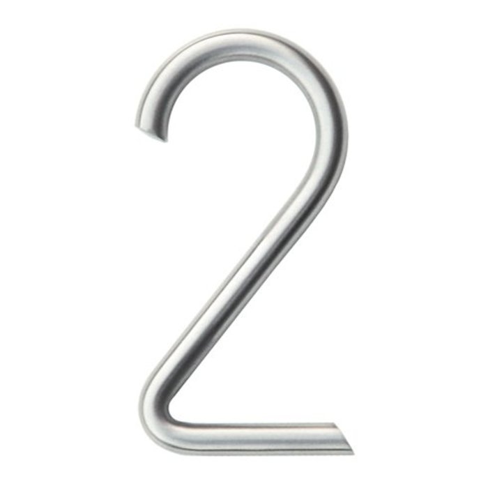 HDD Stainless steel house number 2 with a height of 130mm