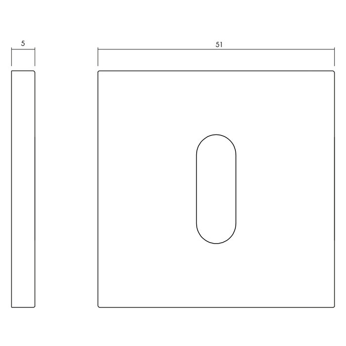 Olivari 1 rosace Olivari carrée avec trou de serrure chrome mat