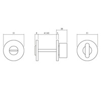 Olivari rosette toilet / bathroom closure around nickel matt titanium PVD