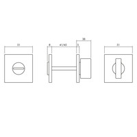 Olivari rosette toilet / bathroom closure square anthracite matt titanium PVD