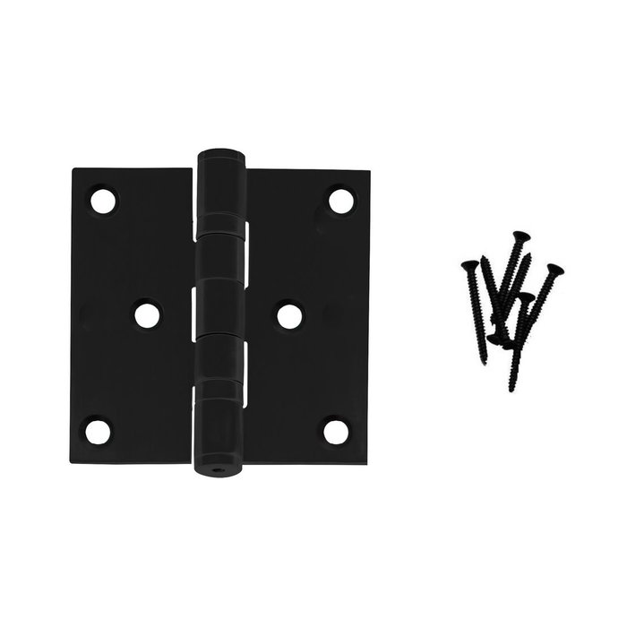 Intersteel Zwarte kogelscharnier recht 3" 76x76x2,5mm RVS + 6 schroeven