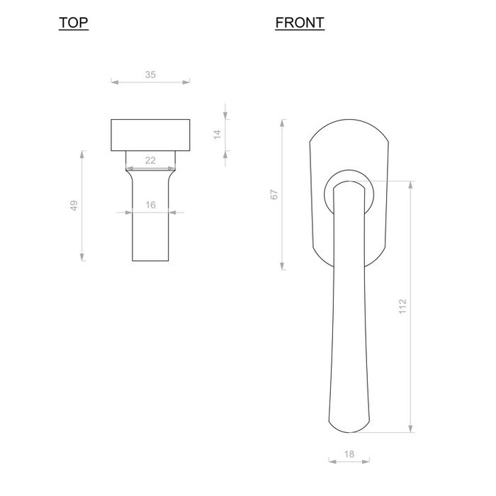 Dauby Piece window handle PHL "L" /32 aged iron - black