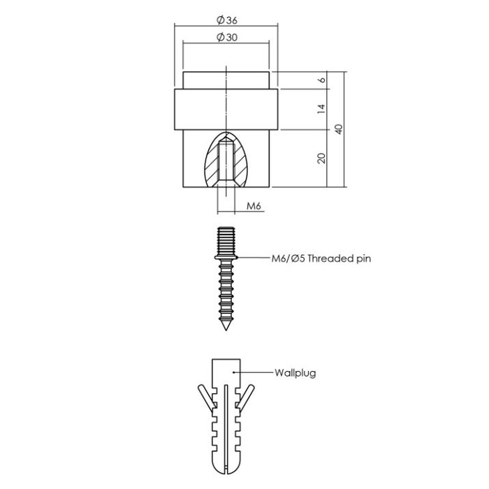 Intersteel Butée de porte noire fixation au sol Ø30X40mm