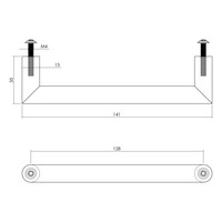 FURNITURE HANDLE 90 ° Ø13X141MM DRILL SIZE 128MM BLACK