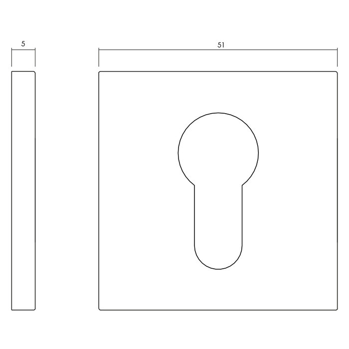 Olivari 1 rosace Olivari carrée avec trou de cylindre profilé chrome mat