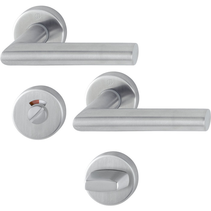 Hoppe Hoppe RVS deurkruk Amsterdam met toiletsluiting en snelstift