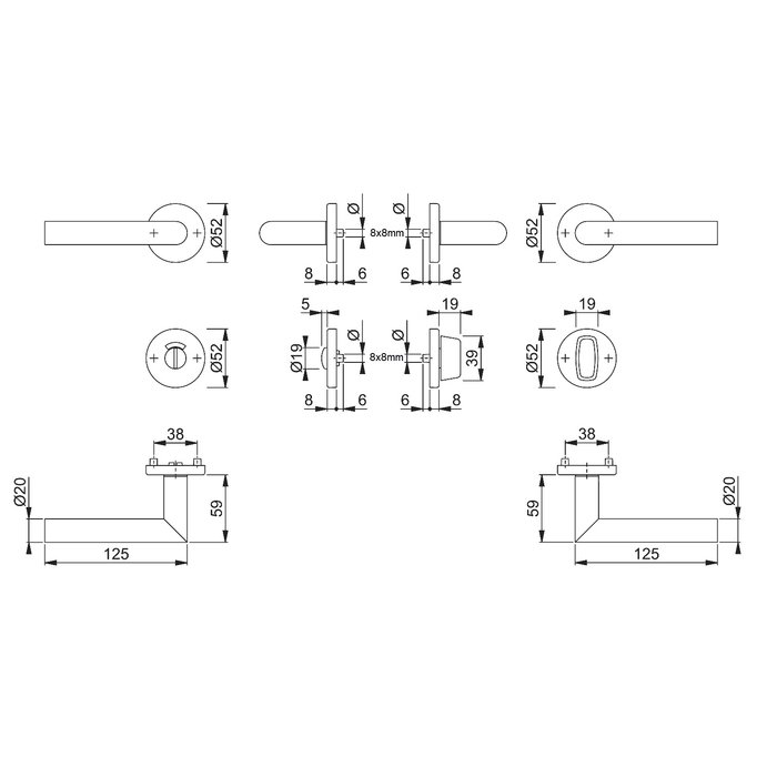 Hoppe Hoppe stainless steel door handle Amsterdam with toilet closure and quick pin