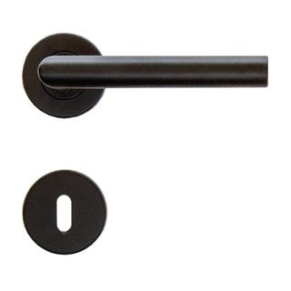 Boodschapper perzik elegant Zwarte deurklinken rocker 19mm met sleutelplaatjes | Deurklinkenshop